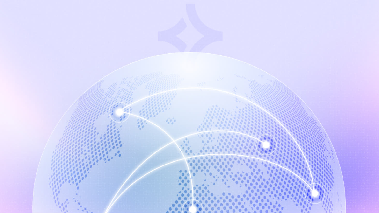 A glass globe with glowing routes between cities