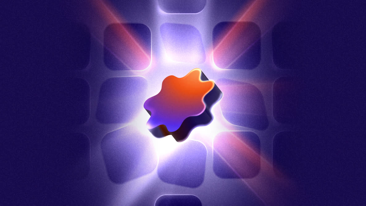 Rayo's glowing star mascot over a grid of app tiles