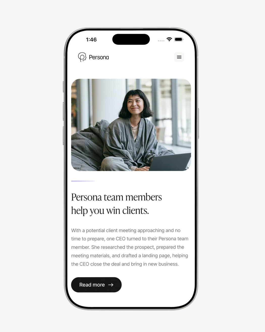 Persona mobile site: a client story card